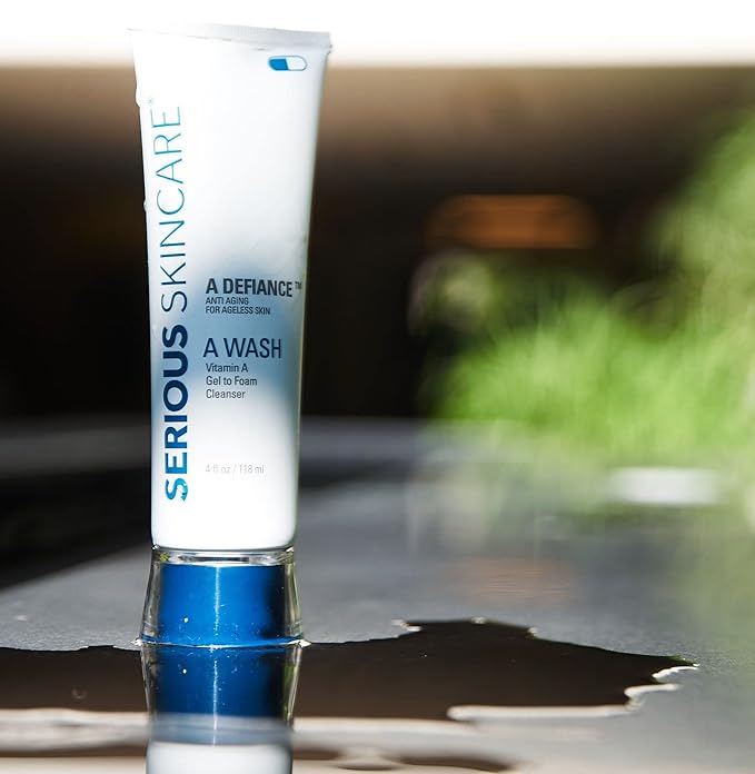 Serious Skincare - Gentle Cleansing and Exfoliating Retinol Facial Wash - Skin Hydrating Gel to Foam Cleanser - Clarify Pores - Removes Makeup, Oil, and SPF - Avena Sativa Extract - 4 Fl. Oz.