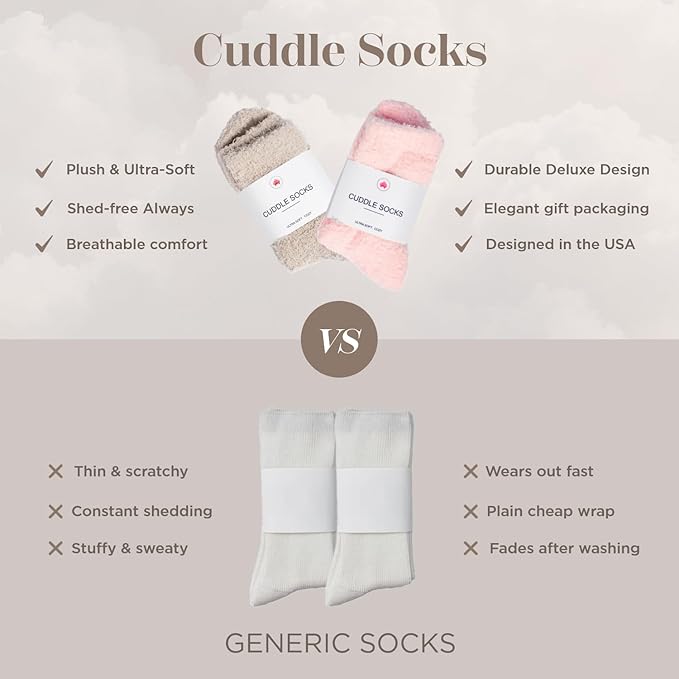 Fuzzy Socks for Women & Men - Cozy Cloud Socks for Sleeping, Gifts, Spa, Travel, Stress Relief, Lounge Wear