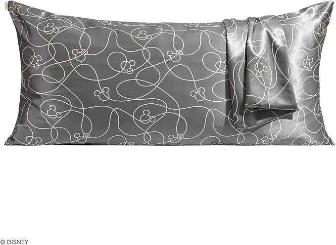 Kitsch & Disney Mickey Mouse Satin Pillowcase with Zipper Softer Than Silk, Cooling Pillow Case for Hair & Skin, Wrinkle Free, Machine Washable, King Size (19x36)