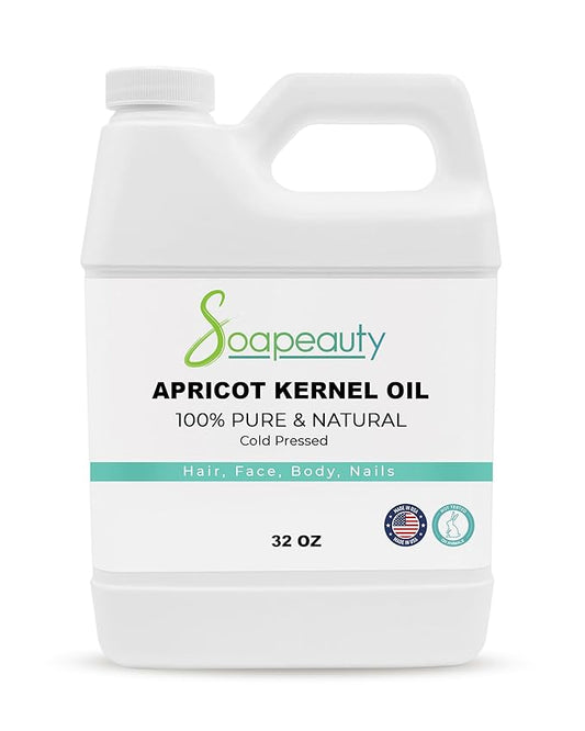 Soapeauty APRICOT KERNEL OIL Cold Pressed 100% Pure Natural Apricot Oil for Skin, Face, Hair Carrier for Essential Oils, Massage | 32 OZ