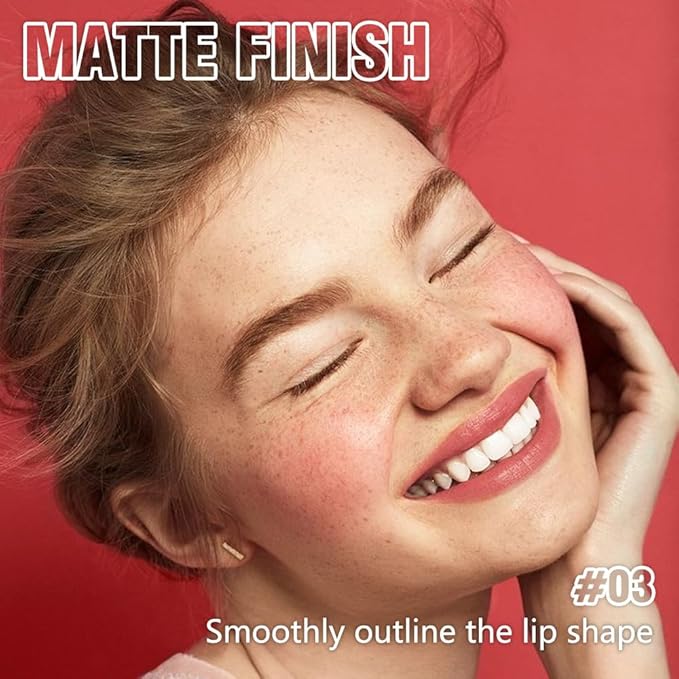 Nude Pink Matte Lipstick Crayon for Women, 24 Hour Lipstick Lip Liner Pencil Long Lasting Waterproof Smudge Proof, Vegan & Cruelty-Free, Neutral lip liner marker Easy Application Full Coverage B03#