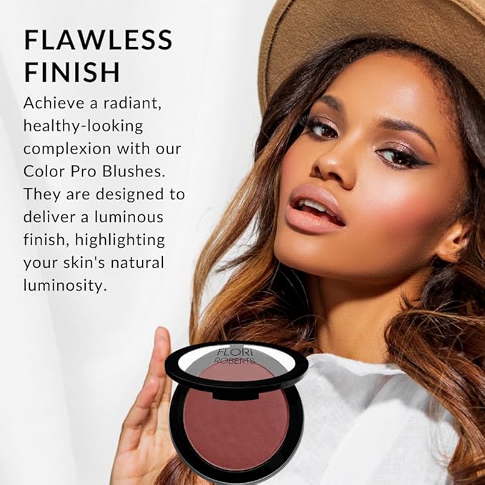Color Pro Blush by Flori Roberts, Pressed Powder Blush with Buildable Coverage, Complexion Enhancing Makeup