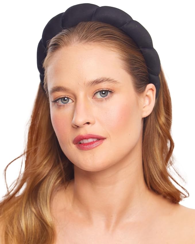 Kitsch Spa Headband for Washing Face - Recycled Fabric, Non-Slip Black Headbands for Women - Cute Stuff for Makeup, Beauty, Skin Care, Self Care | Ideal Gifts for Women - 1Pc