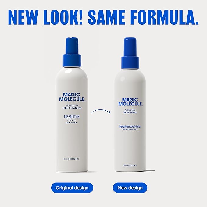 Magic Molecule Hypochlorous Acid Spray for Breakout-Prone Skin, Eczema & Itchy Rashes | Helps 50+ Dermal Issues | Safe for Multiple Daily Uses | For All Skin Types | 8 oz Spray