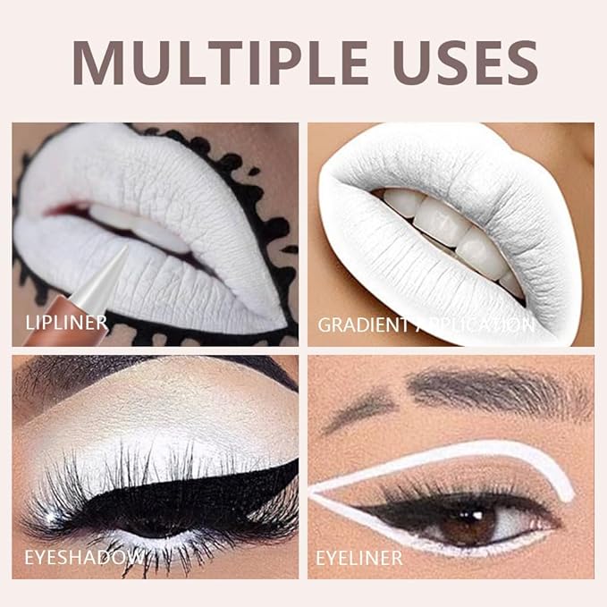 AMY'S DIARY White Matte Crayon Lipstick Lip Makeup, Precision Tip Matte Lip Crayon, Longwear Up To 24Hrs, Lead The Way,Smudge Waterproof for Women Smudge Waterproof for Women (8# White, 1 pc)