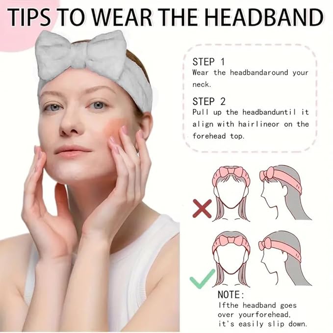 Spa Headband,Makeup Headband Set,For Face Washing Skin Care Accessories,Girls Headbands and Wristbands for Washing Face Head and Wrist Band Set