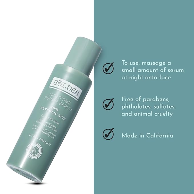 Bolden Nighttime Repair Serum | Facial Serum for Dark Spots and Discoloration | Ideal for Acne-Prone & Melanin-Rich Skin | 1.7 Fl Oz