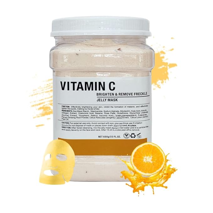 Jelly Mask for Facials Professional Natural Gel Face Masks, Hyaluronic acid Hydrating Rubber Mask Jar Face Mask SkinCare 23 Fl Oz (Vitamin C)