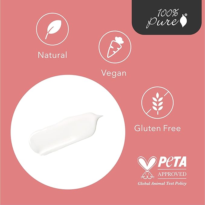 100% PURE Rose Water Hydrating Milk Face Moisturizer Natural Care Hyaluronic Acid, Squalene Replenish Suppleness Dry Dehydrated Skin - Vegan - 1.7oz