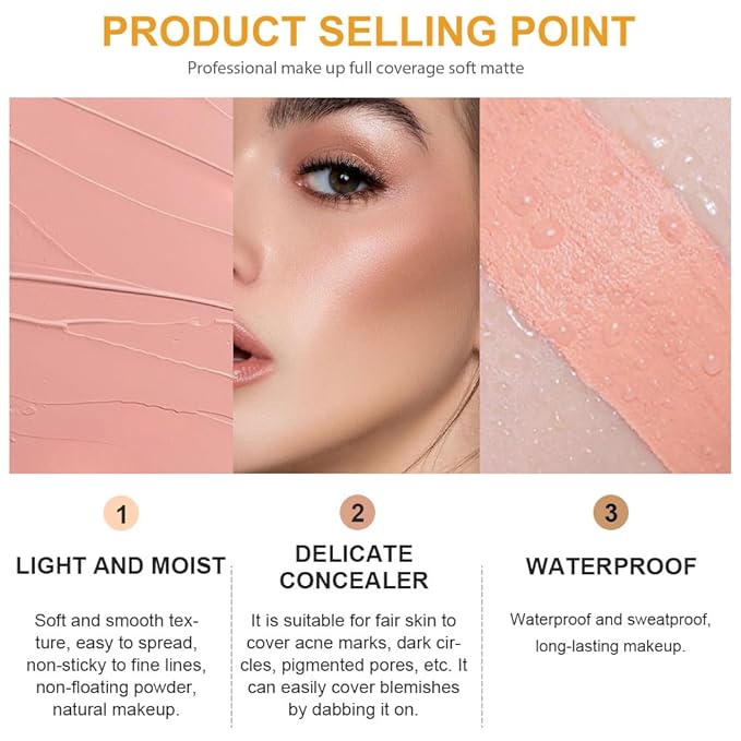 Kaely Pot Concealer Full Coverage Set, Under Eye Brightener Color Correcting Concealer for Dark Circles, Waterproof Foundation Face Makeup Brush Kit, Eye Ring Corrector de ojeras, 06 TAN