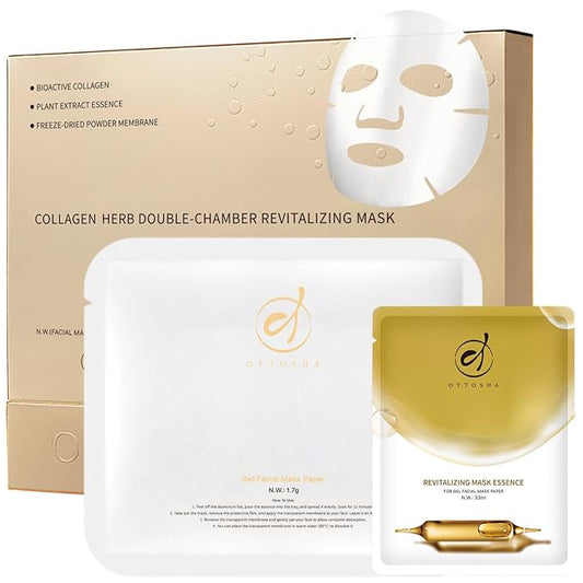 Bioactive Collagen Face Mask,Separated Serum Gel 33ml And Powder Membrane, Real Deap Skin Care Beauty SPA,Hydrating,Repairing,Brightening,Revitalizing, Anti-Aging (5 pair)