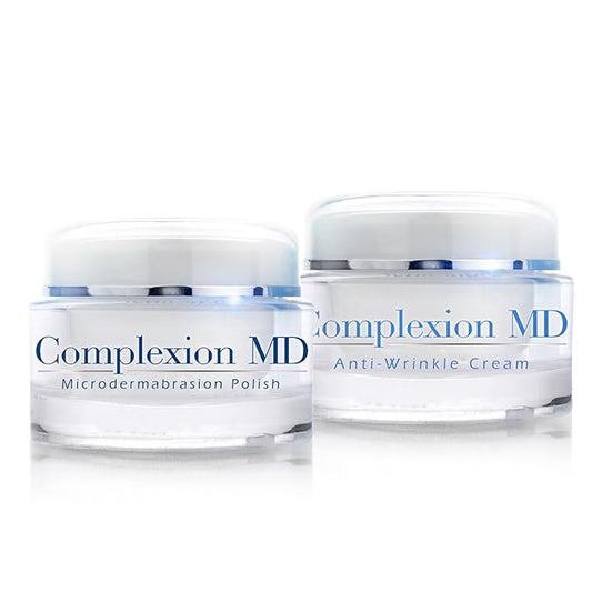 Anti Aging 2 Step Skin Care System (Bundle) - Microdermabrasion Scrub (1.69 oz) + Anti Wrinkle Cream (1 oz) - Reduce Fine Lines & Wrinkles - with Peptides & Hyaluronic Acid