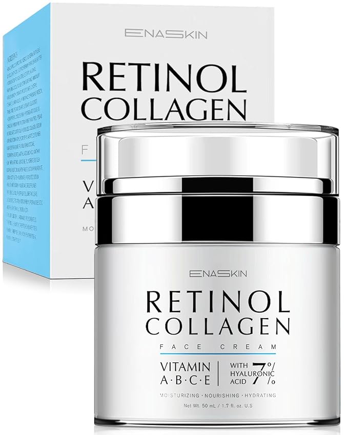 EnaSkin Retinol Face Moisturizer Collagen Cream, Rapid Facial/Neck Wrinkle Repair, Day/Night Anti Aging Firming Cream for Women & Men, Instant Lift & Deep Hydrating, 1.5 fl oz.