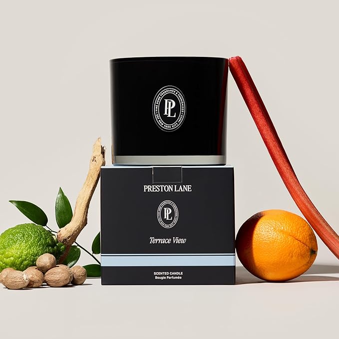 Preston Lane The Deluxe 3-Wick Candle, Scented Candle with Vegan, Soy Wax Blend, Terrace View, 24 Oz