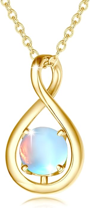 FANCIME Birthstone Necklaces for Women Fine Jewelry Sterling Silver Dainty Infinity Pendant Anniversary Birthday Christmas Gifts for Her Wife Mom Lady Daughter, Chain 16"+2" Extend