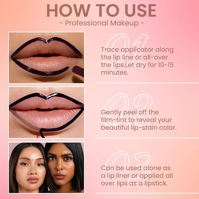 Light Taupe Liquid Matte Lip Liner Stain Peel Off with Tweezer, Long Lasting, Waterproof Matte Lipstick Lip Gloss Tattoo for Women, Transfer-prof Lip Tint Makeup for All Skin Types 04#