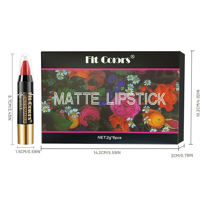 6Pcs Moisturizing Gloosy Nude Lipstick Set, Nude Pink Rose Mauve Red Brown 6 Rich Shades Waterproof Long Lasting Non-Stick Cup 24 Hour Lip Crayon Pencil Makeup Lip Liner Pen Set Christmas Gifts