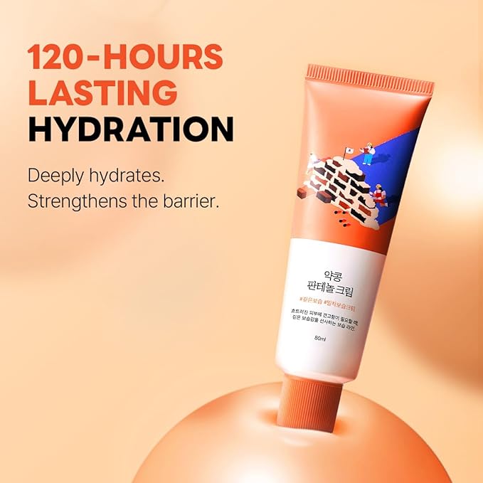 ROUND LAB Soybean Panthenol Cream 2.71 Fl Oz, 120-Hour Deep Hydration and Skin Barrier Repair Moisturizer with Nano Niosome Panthenol, Improves Rough Texture, Locks in Moisture, Korean Skincare