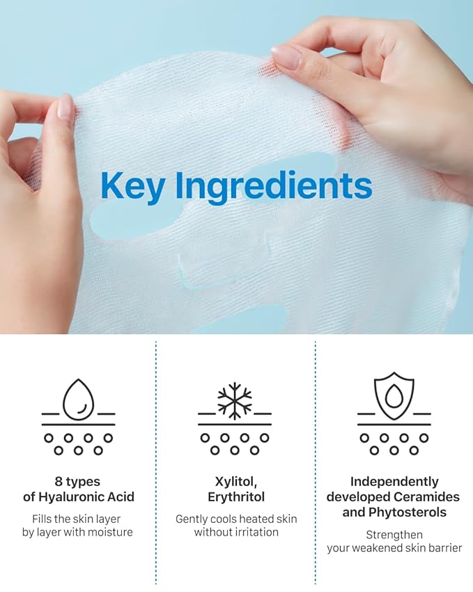 Real Barrier | Aqua Soothing Cream Mask | Korean Face Mask for Sensitive & Dehydrated Skin | Facial Mask with Hyaluronic Acid | Cooling & Moisturizing | Moisturizing Face Masks Skincare | 10 Sheets