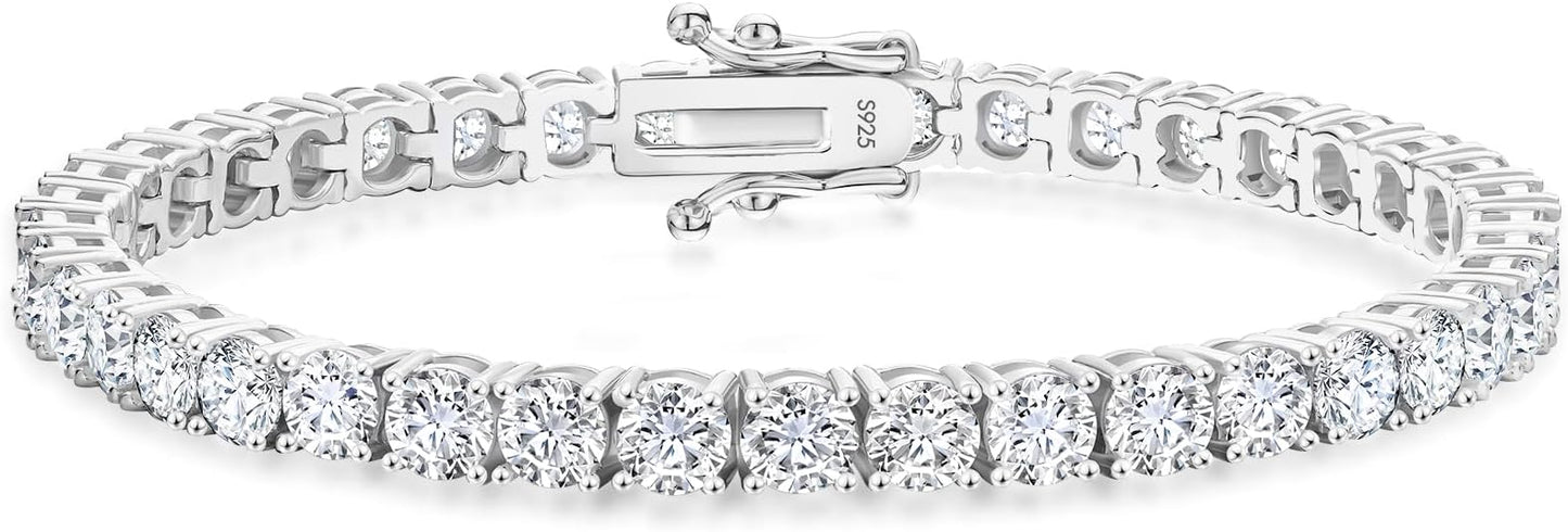 KRKC&CO Lab-Grown Moissanite Tennis Bracelet Women, Luxury Anniversary Wedding Bridal Gift for Wife, 2.2-13.8 ct.tw, D Color VVS1, 925 Sterling Silver 14K Golden Plated, Hypoallergenic, Everyday Jewelry