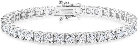 KRKC&CO Lab-Grown Moissanite Tennis Bracelet Women, Luxury Anniversary Wedding Bridal Gift for Wife, 2.2-13.8 ct.tw, D Color VVS1, 925 Sterling Silver 14K Golden Plated, Hypoallergenic, Everyday Jewelry