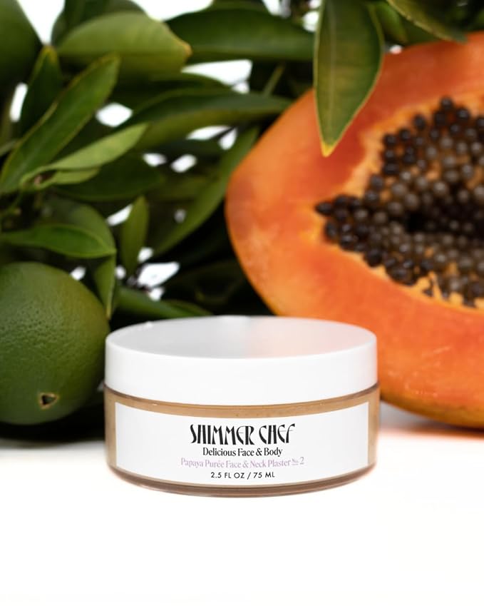 SHIMMER CHEF Papaya Purée Face & Neck Plaster | Botanical Skin-to-Mind Mask | Revitalizes & Fortifies Complexion with Vitamins A, C & E | Exotic Bouquet Uplifts Mood | 2.5 oz