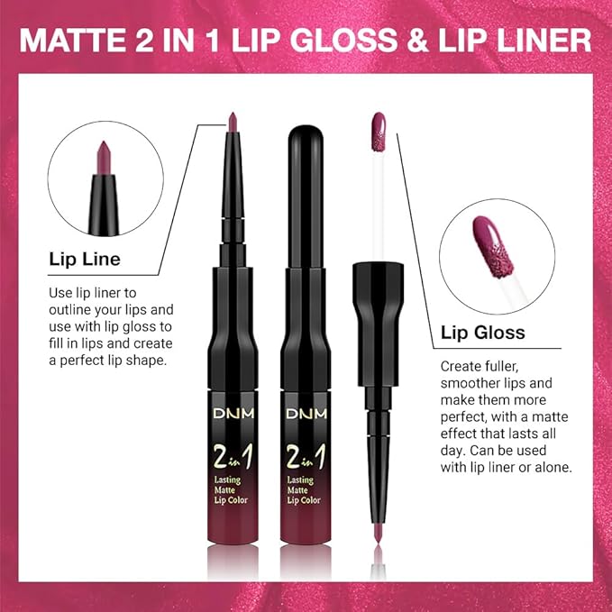 evpct 1Pcs Hot Mauve Matte Lip Liner & Liquid Lipstick Stain Makeup Set for Women, Hot Mauve Lip Liner Stain Long Lasting Waterproof Smudge Proof, Cruelty Free Lip Stick Makeup 24 hours originales, 63
