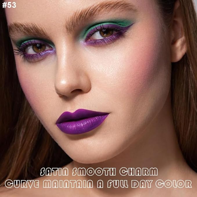 evpct 2Pcs Lavender Purple Matte Liquid Lipstick Lip Gloss Stain and Retractable Lip Liner Makeup Set for Women Long Lasting Waterproof 24 Hours Lipstick labial mate larga duracion 24 53#