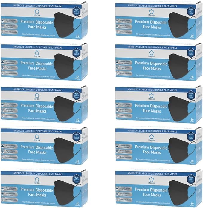 Litepak 500pcs Premium Disposable Face Mask SOFT 3ply Nose Wire