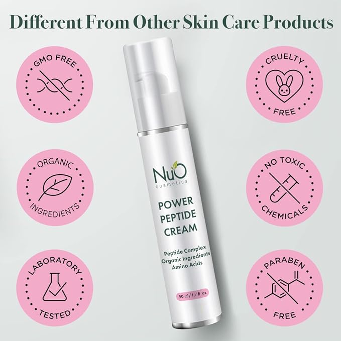 nuorganic Peptide Face Cream: Anti Aging + Wrinkles + Firming + Tone + Elasticity - Patented PhytoCellular Science + 18X More Effective Anti Aging + Better Skin in 7 Days - Vegan