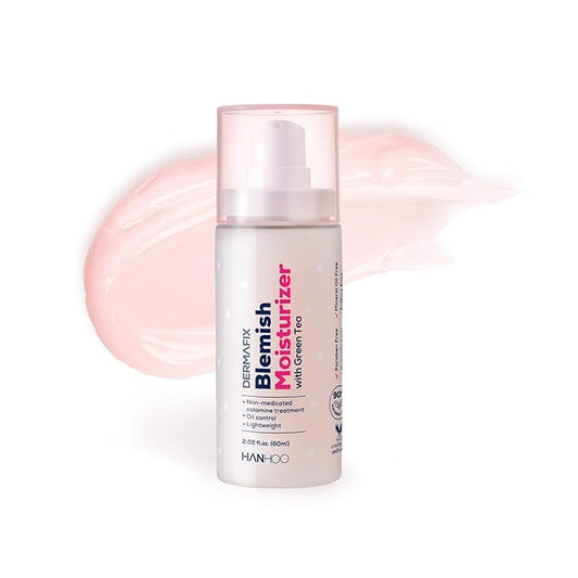 Hanhoo Dermafix Blemish Moisturizer, 2.02 Fl. Oz., with Calamine, Green Tea, and Aloe, Lightweight Daily Facial Moisturizer, for Oily, Acne-Prone Skin, Moisturizer for Acne Regimen, Korean Skincare