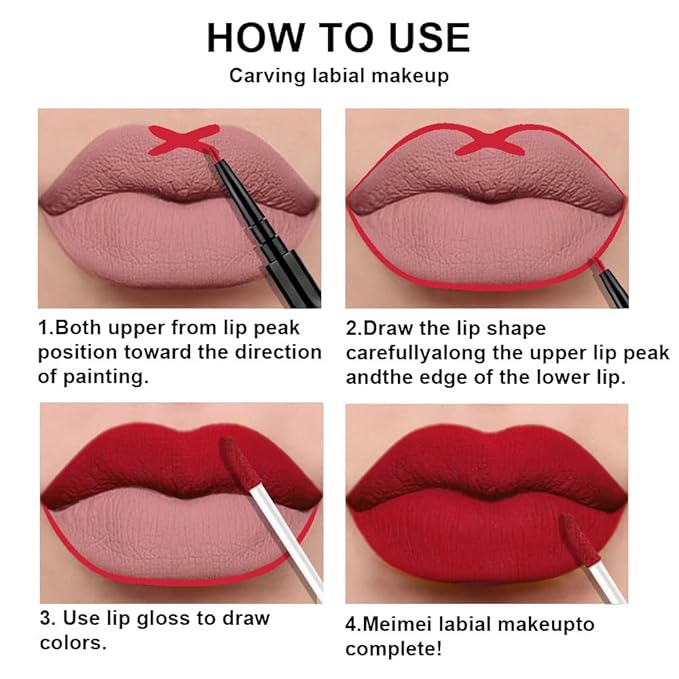 evpct 3Pcs Dark Brown Ruby Deep Red Matte Lip Liner Pencil and Liquid Lipstick Sets for Women Long Lasting Waterproof, 24 Hour Lipstick Lip Stick/Gloss Set labiales mate 24 horas originales, 02