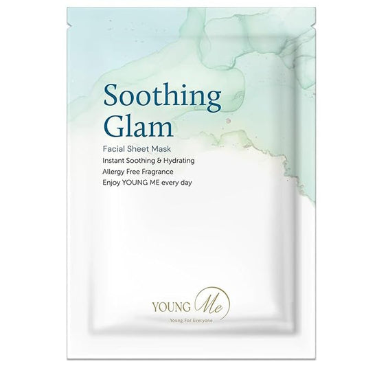 YoungMe Soothing Glam Facial Sheet Mask - 1 Sheets Face Masks | Korean Face Mask Skincare - Deep Real Masks for Sensitive Skin or All Skin Types