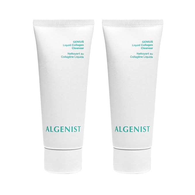 Algenist GENIUS Liquid Collagen Foaming Facial Cleanser - Hydrating Face Wash & Makeup Remover with Alguronic Acid and Microalgae Oil to Nourish & Restore Skin's Radiance (Mini 2 Pack)