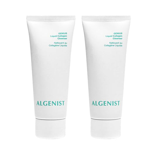Algenist GENIUS Liquid Collagen Foaming Facial Cleanser - Hydrating Face Wash & Makeup Remover with Alguronic Acid and Microalgae Oil to Nourish & Restore Skin's Radiance (Mini 2 Pack)