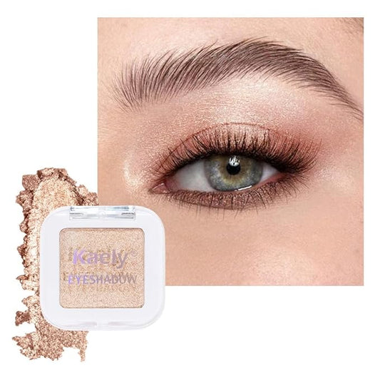Light Nude Brown Shimmer Single Eyeshadow Makeup Palette, Natural Nude Brown Single Eye Shades, Creamy Pressed Powder for Easy Blending, Mini Travel Palette for Women, Everyday Eyeshadow Makeup
