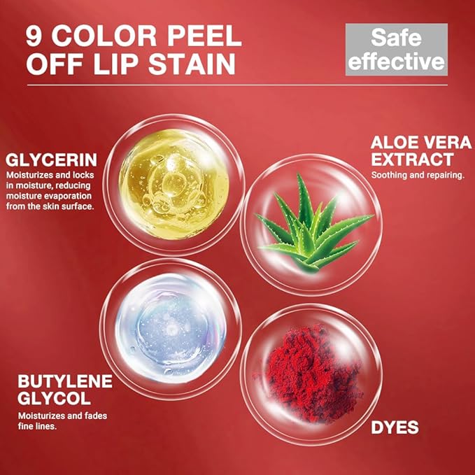 evpct Lip Tains Peel off, Peel off Lip Liner Tattoo Lip Stain Tint Gloss Marker Makeup, Long Lasting Waterproof 24 Hours Matte Finish Transfer-proof Pigmented Color Stay Lipsticks, 105 Light Pink