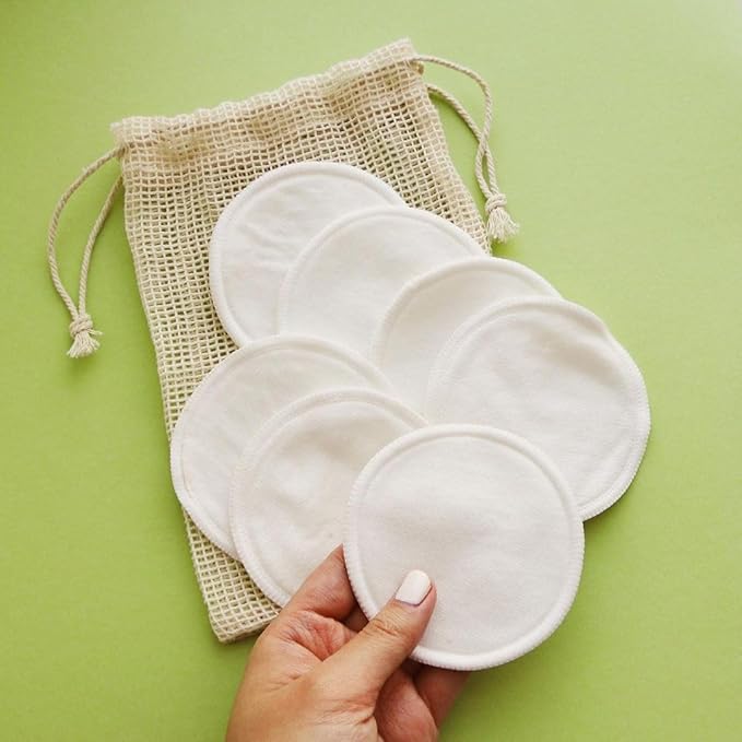 Soft Reusable Makeup Remover Pads Weekly Pack - 7 Pack Bamboo Cotton Rounds, Washable & Eco-Friendly, Zero Waste for All Skin Types
