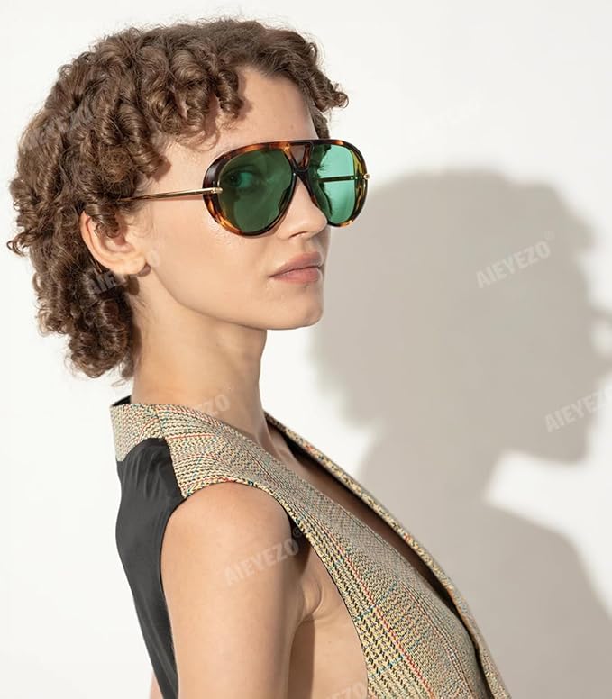 AIEYEZO Oversized Aviator Sunglasses Women Men Fashion Retro Big Frame Sun Glasses Designer Ladies Shades