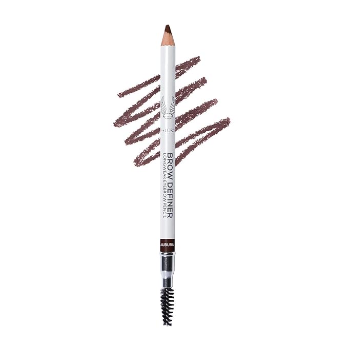 True + Luscious Brow Definer Pencil - Pomade & Powder Combo With Organic Castor Oil - Fills, Shapes Eyebrows - Waterproof - Auburn for Red/Mahogany Hair