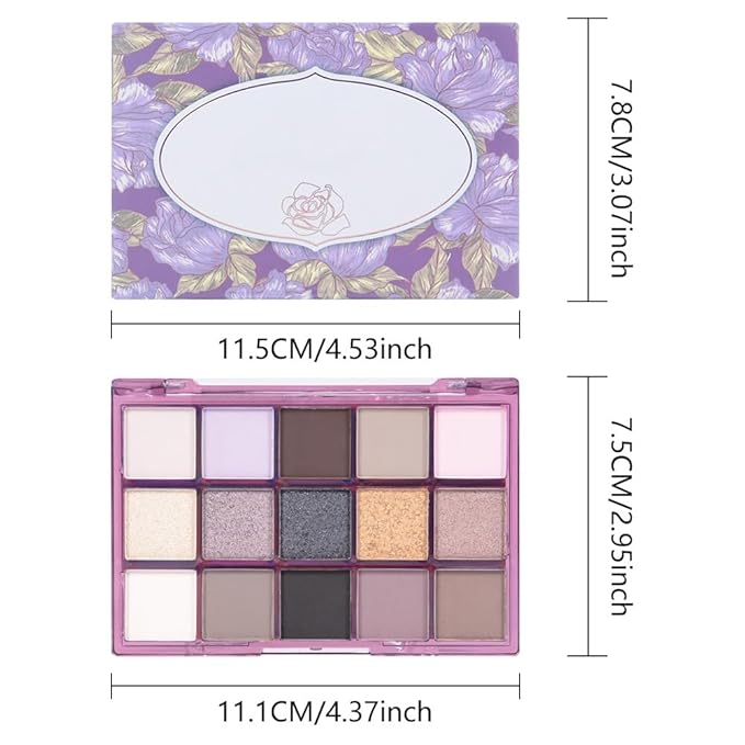 Smokey Eye Shadow Makeup Palette,15 Colors Nude Taupe Dark Shimmer Matte Makeup Pallet,Long Lasting Waterproof for Daily and Halloween,Vegan,Cruelty -free