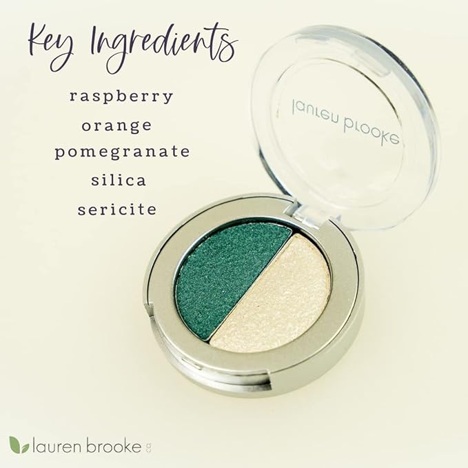 Lauren Brooke Cosmetiques Pressed Eye Shadow Duo, Richly Pigmented Natural Eyeshadow, EU Certified Organic Makeup For Women (Morning Dew/Summer Wind)