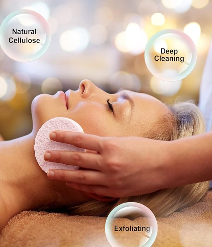 METUUTER 50 PCS Compressed Facial Sponges for Estheticians- 100% Natural Cellulose Face Sponge Professional Cosmetic Spa Sponges for Face Cleansing, Massage, Pore Exfoliating, Mask, Makeup Removal