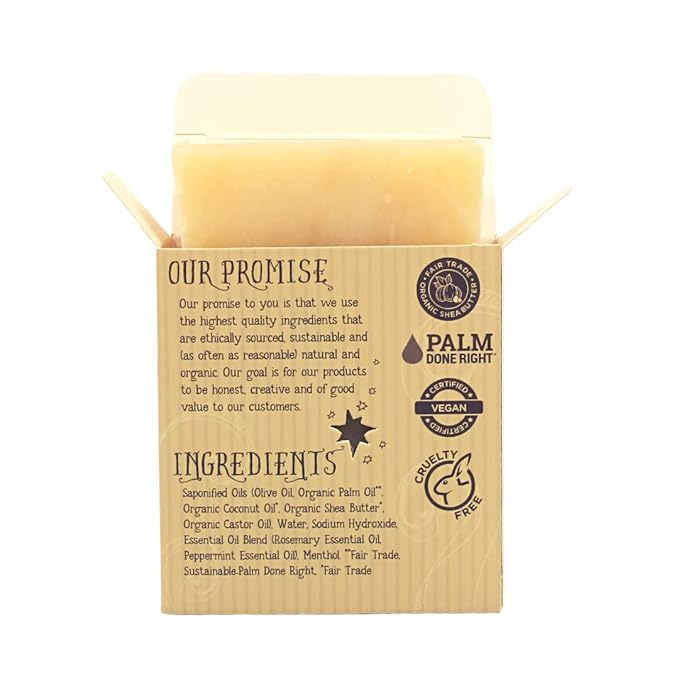 Organic Rosemary Peppermint Bar Soap - Gentle Cleansing for Sensitive Skin, Herbal and Mint - 3 Pack