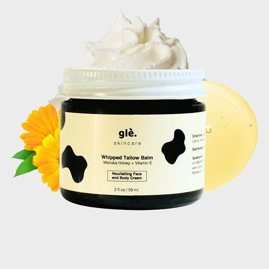 Gle Skincare Beef Tallow Face & Body Moisturizer with Manuka Honey – 100% Natural Hydrating Cream for Dry, Sensitive & Mature Skin – Grass-Fed Tallow Balm for Deep Nourishment & Skin Repair