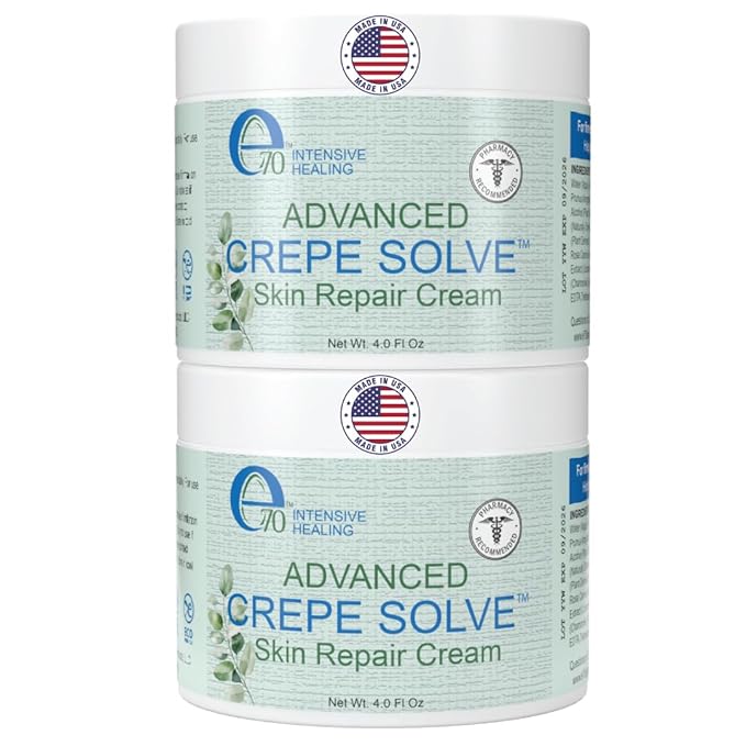 Crepe Skin Erase Cream Set (2 Pk, 4 Fl Oz each) - with Natural Oils, Licorice Root & Chamomile Extract - Crepey Skin Tightening and Firming Body Cream, Made in USA