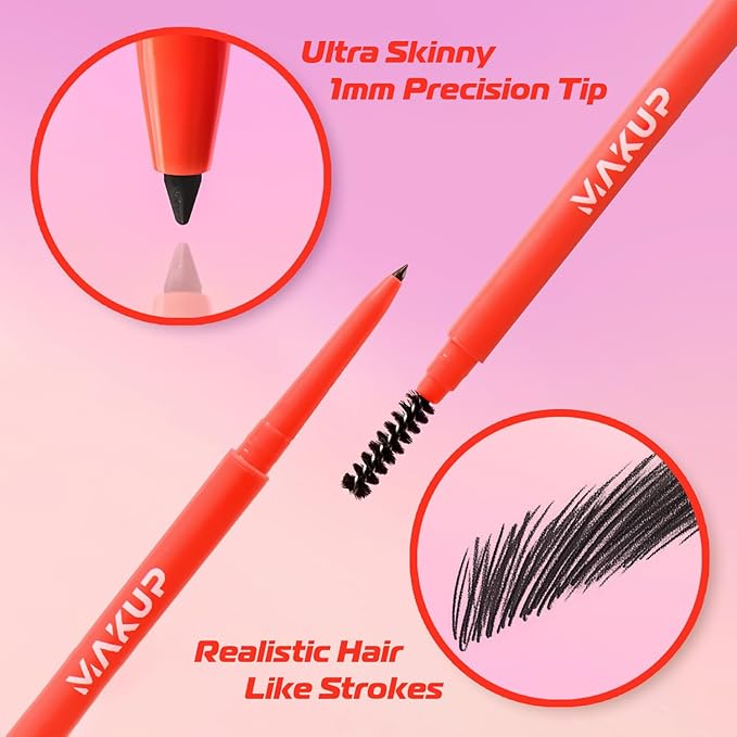 Makup Beauty Skinny Brow - Ultra Thin Eyebrow Pencil, Waterproof, Precise Micro Brow Pencil creates Hair-like Strokes for Full, Natural Brows Black (Caviar)