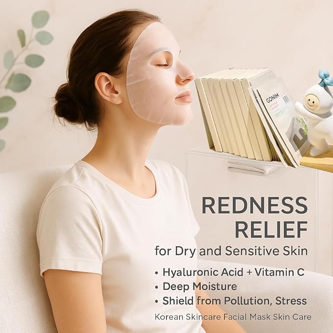 GONIM Face Mask Korean Skin Care with Hyaluronic Acid Serum & Collagen Activation, Face Masks Skincare with Vitamin C, Moisturizing Sheet Mask for All Skin,Korean Face Mask Travel Essentials 20 Sheets