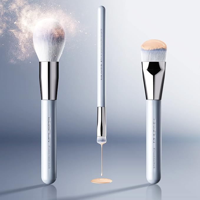 Makeup Brushes, EIGSHOW 15pcs Professional Makeup Brush Set With Case, Premium Synthetic for Foundation Contour Concealers Blush Eye Shadow (BABYBLUE)