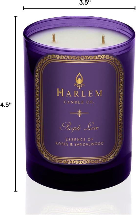 HARLEM CANDLE CO. Purple Love - Luxury Scented Soy Candle, 11 oz - 80-Hour Burn Time | Rose, Sandalwood, Apple and Clove | Scented Candles for Home